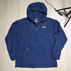 L.L. Bean Anorak Jacket Mens S Navy Blue Hooded Windbreaker 501342